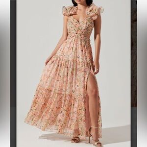 Fritillaria Floral Maxi Dress / Coral